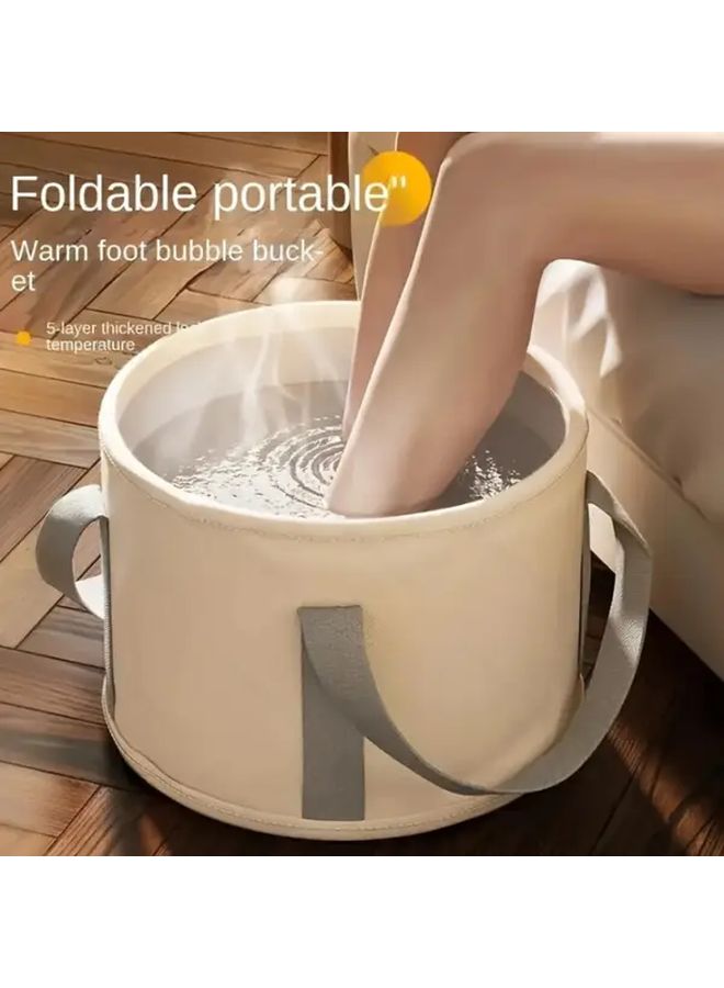 Beige Portable Foldable Foot Soaking Tub For Travel Camping Relaxation - Image 2
